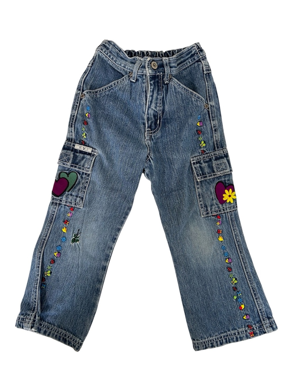 Kids Vintage RVT 90’s Embroidered Floral Cargo Jeans